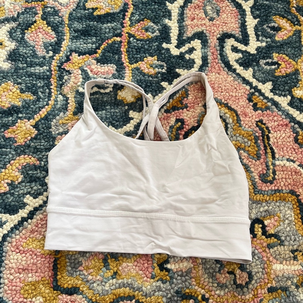White lululemon longline energy bra